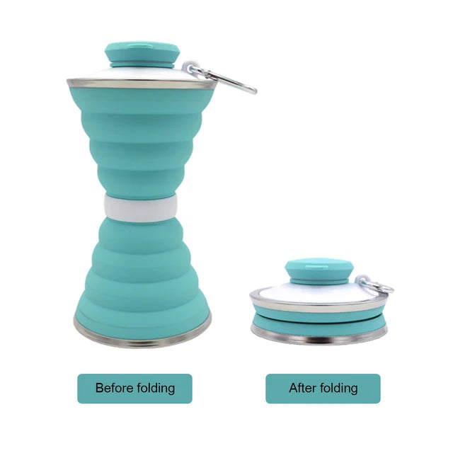 Copo Dobrável de Silicone com Tampa