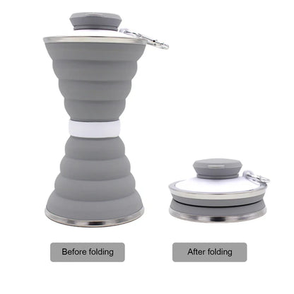 Copo Dobrável de Silicone com Tampa