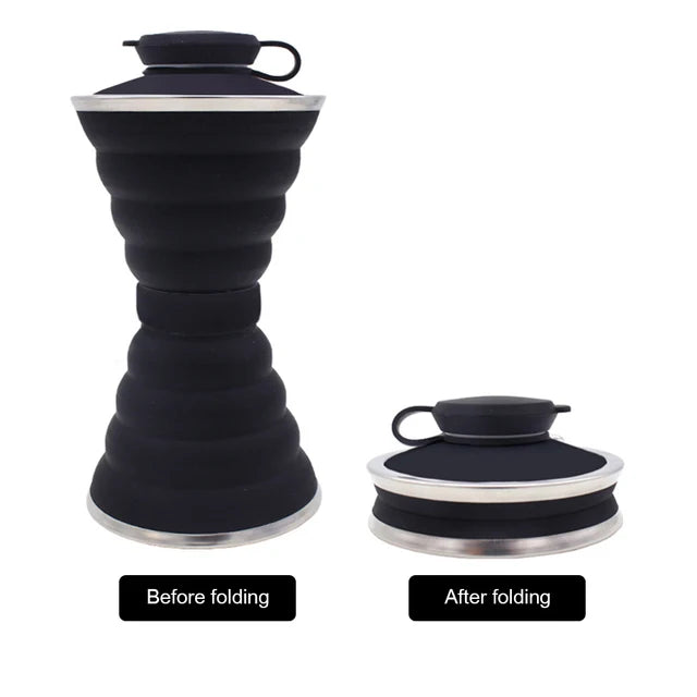 Copo Dobrável de Silicone com Tampa
