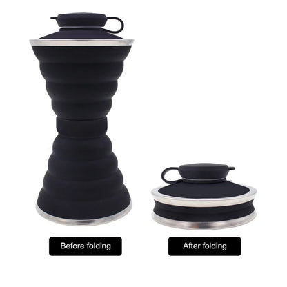 Copo Dobrável de Silicone com Tampa