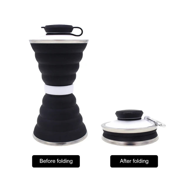 Copo Dobrável de Silicone com Tampa