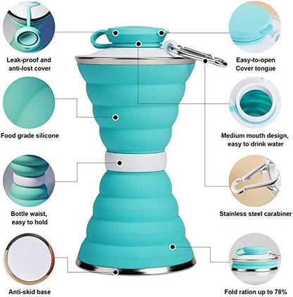 Copo Dobrável de Silicone com Tampa
