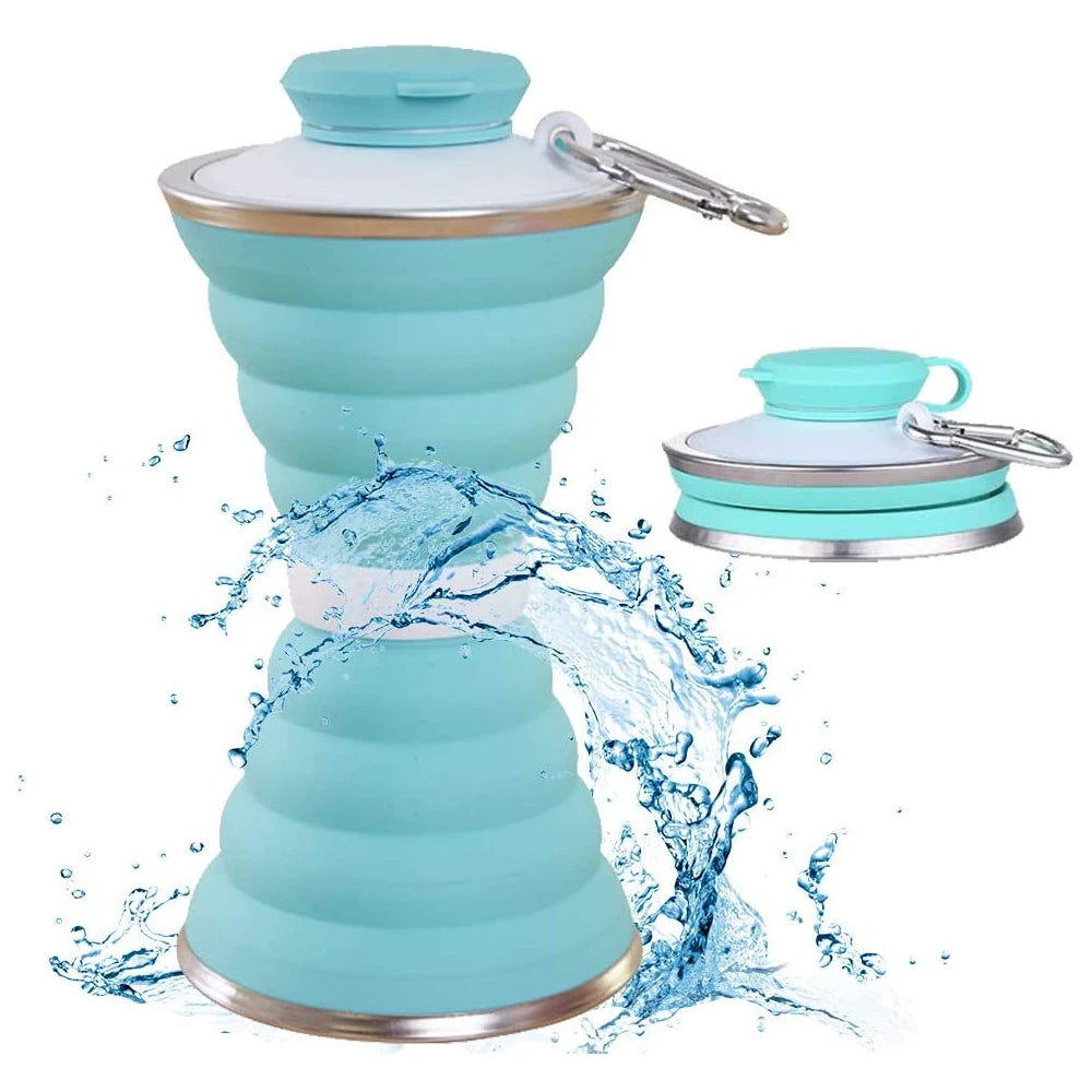 Copo Dobrável de Silicone com Tampa