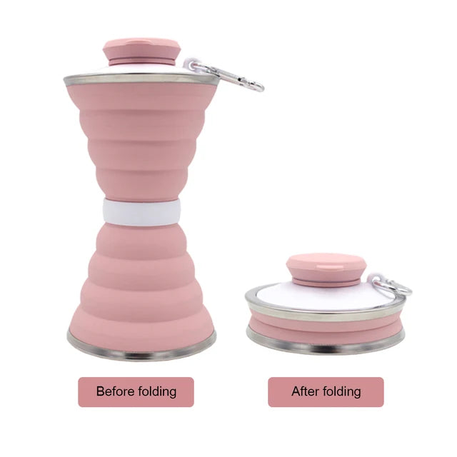 Copo Dobrável de Silicone com Tampa