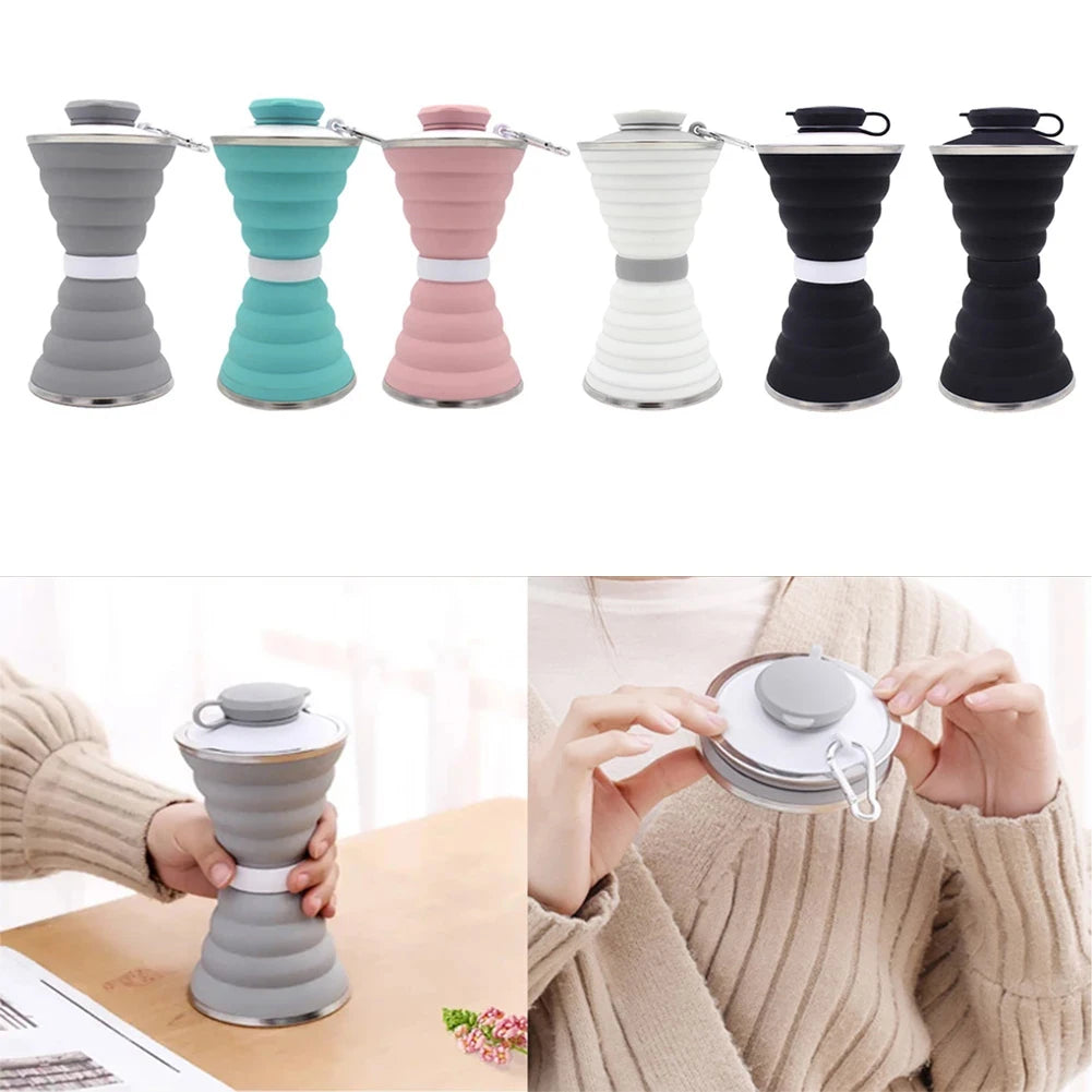 Copo Dobrável de Silicone com Tampa