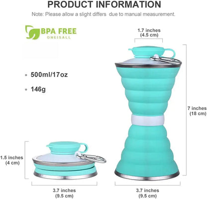 Copo Dobrável de Silicone com Tampa
