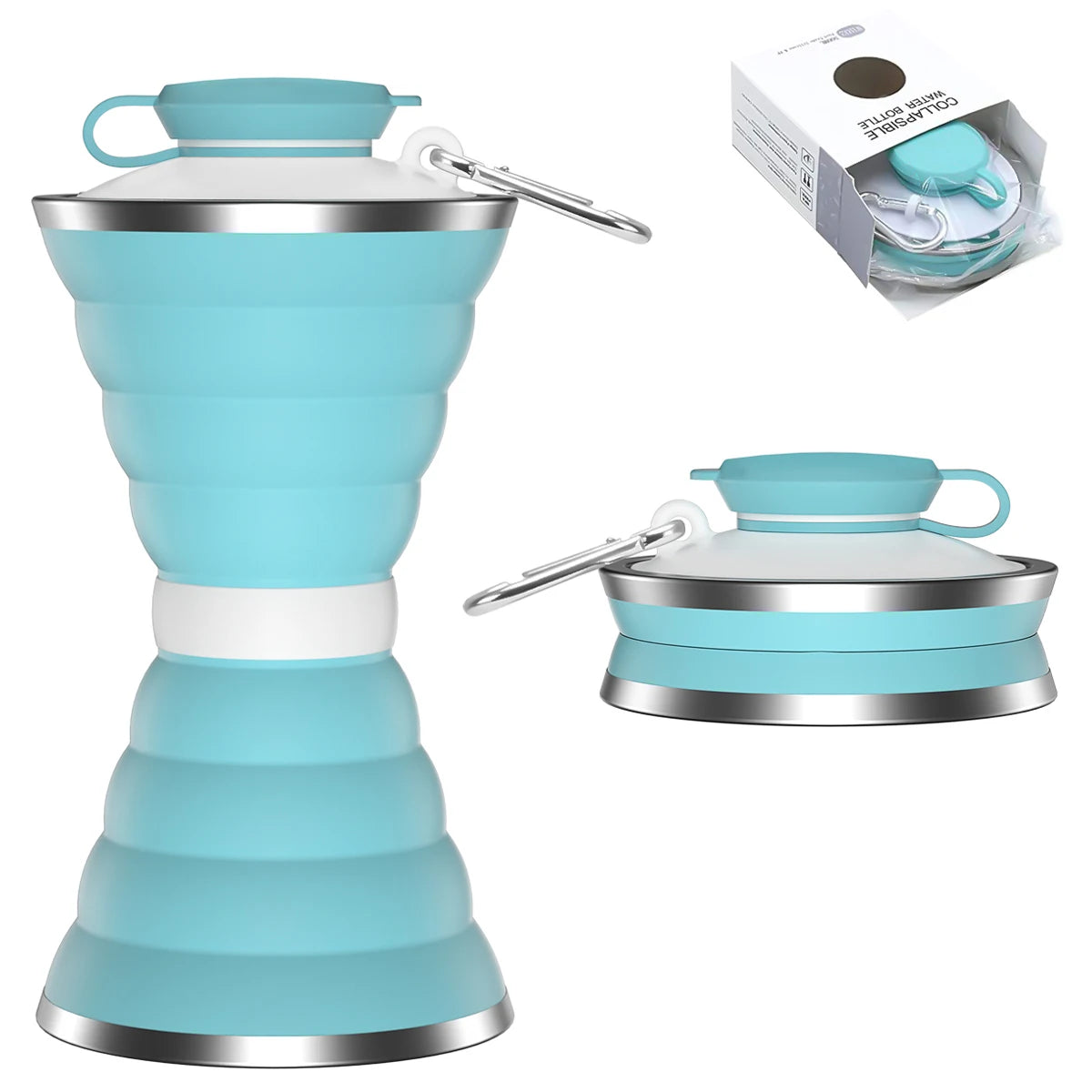 Copo Dobrável de Silicone com Tampa